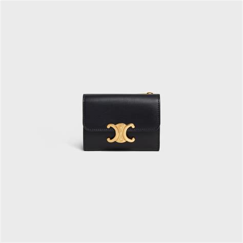 COMPACT WALLET WITH COIN TRIOMPHE in Shiny calfskin.